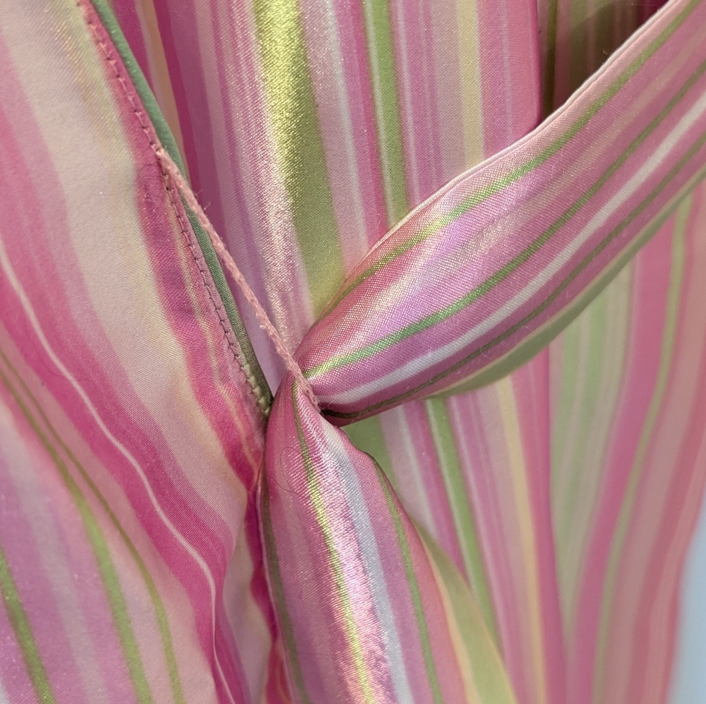 Oscar De La Renta Spring Striped Pink and Green Robe - Picture 3 of 4
